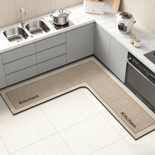 Simple diatomaceous earth kitchen mat L-shaped non-slip mat shower room doormat absorbent mat household doormat