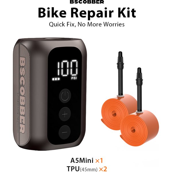 BSCOBBER Tragbarer Reifenfüller Wiederaufladbar Kabellos A5mini Fahrradluftpumpe 700c TPU Fahrradschlauch Fahrradzubehör
