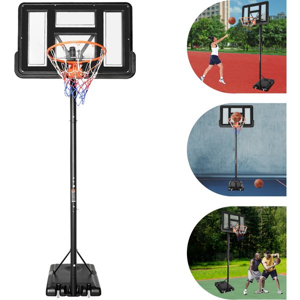 Mobiler Basketballkorb-Ständer, höhenverstellbar von 1,7 bis 3,05 m, Basketball-Set mit Rückwand und 2 Rädern für den Spielplatz im Garten.
