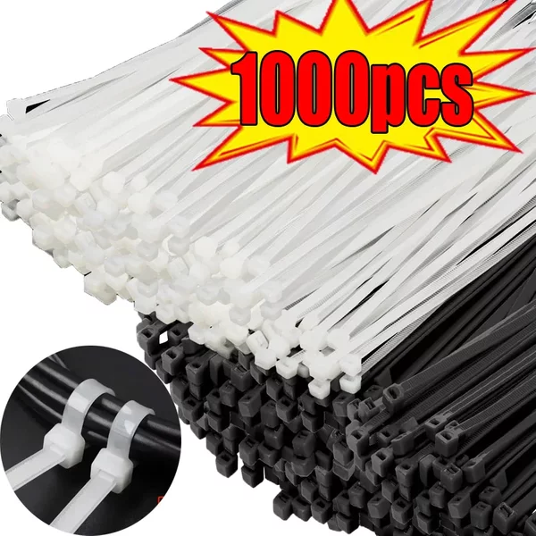 100 Stück Selbstsichernde Kunststoff-Kabelbinder Nylon-Kabelbinder Nylon-Klemmen Befestigungsset Kabelorganisation Draht- und Kabelbinder