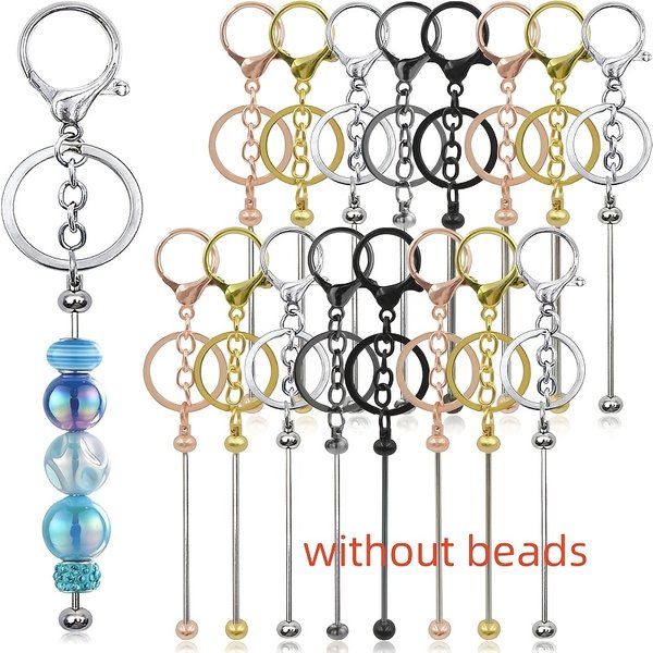 40 pièces de tiges de porte-clés vierges à perler en métal, couleurs assorties, pour la fabrication de porte-clés perlés DIY, accessoires d'artisanat, fournitures en vrac