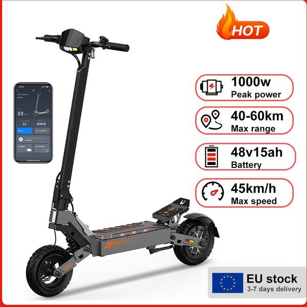 Hulajnoga elektryczna z silnikiem 1000W, prędkość 45 km/h, bateria 48V/15Ah, zasięg 40-60 km, 10-calowe opony terenowe, kierunkowskazy, tryby wielostopniowe, hulajnoga elektryczna dla dorosłych,
