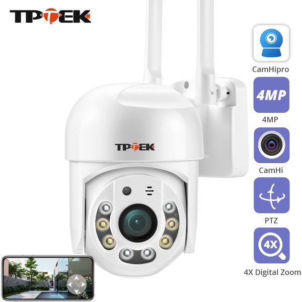 Caméra de surveillance extérieure et intérieure PTZ IP WiFi HD 4MP 2K 2MP/1080p, dispositif de sécurité sans fil, avec n'aime numérique x4, compatible Camhi Camhipro, camera surveillance exterieur
