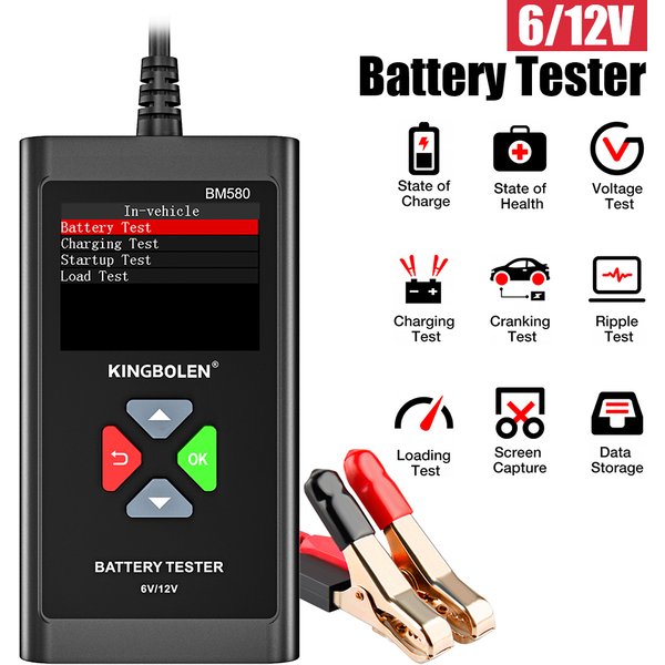 Testeur de batterie de voiture, test de démarrage de charge, analyseur de circuit CCA, kit de diagnostic de moto, accessoires automobiles, 24V, 6V, 12V, BM580, BM550