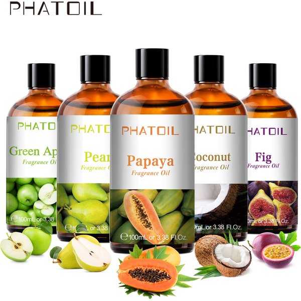 PHATOIL 100ml Coconut & Vanilla Fragrance Oils for Candles Soap Making DIY Aroma Peach Lime Strawberry Mango Cherry Watermelon