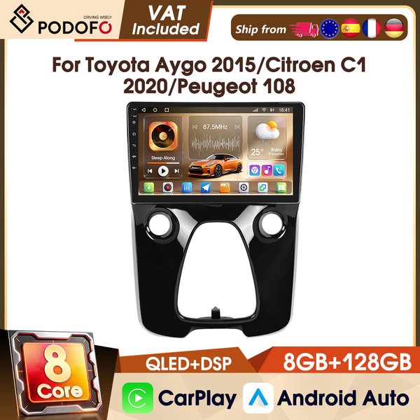 Podofo 10" 4G Autoradio für Toyota Aygo 2015/Citroen C1 2020/Peugeot 108 DAB WIFI GPS FM RDS Auto 8-Kern 8+128G Auto-Intelligenzsysteme
