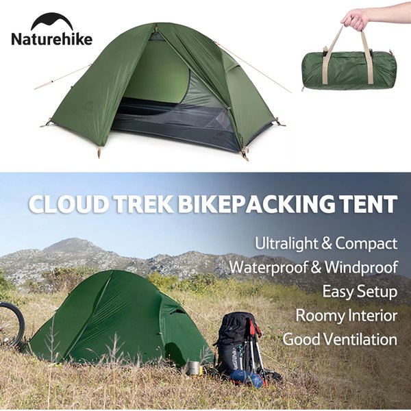 Naturehike Ultraleichtes 1-Personen-Fahrradzelt 20D Nylon Silikonbeschichtet Wasserdicht 4000mm Camping Rucksack-Wanderzelt