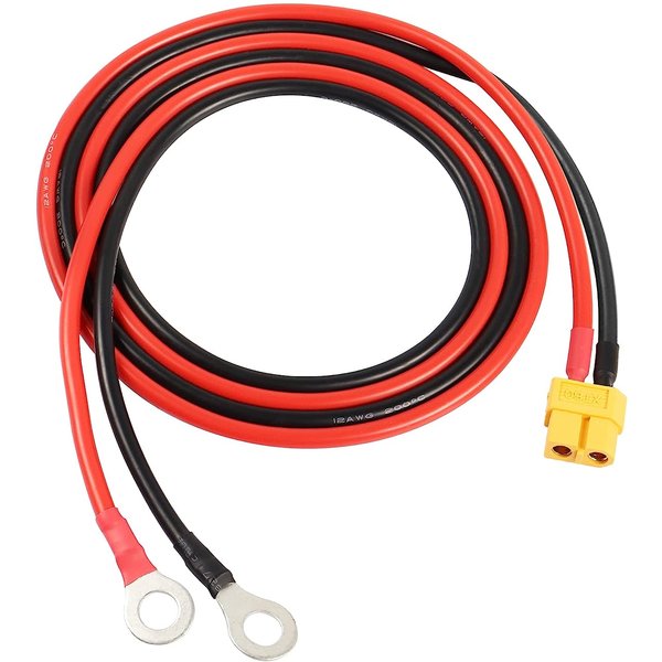 XT60 to O Ring Terminal Cable,XT60 Female to O Ring Connector Cable,with 1M 12AWG Silicon Wire,for RC Lipo Battery FPV Racing