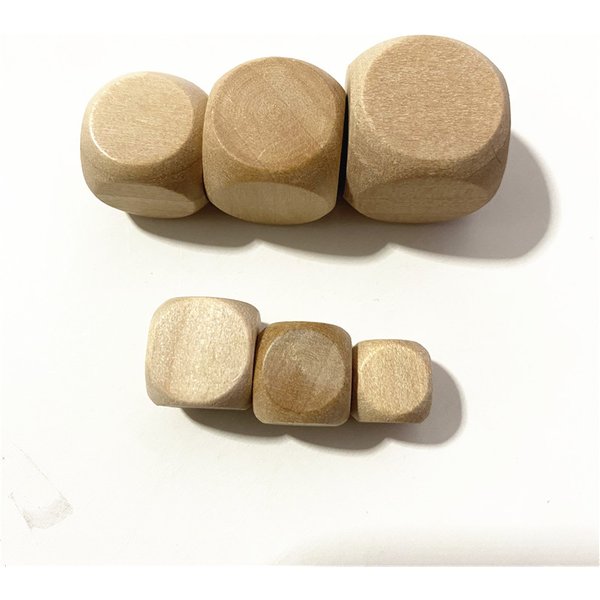 Dés en bois à 6 côtés avec coin rond, cube blanc pour petits déjeuners, accessoires de jeu de rôle, 10mm, 12mm, 14mm, 16mm, 18mm, 50/100 pièces