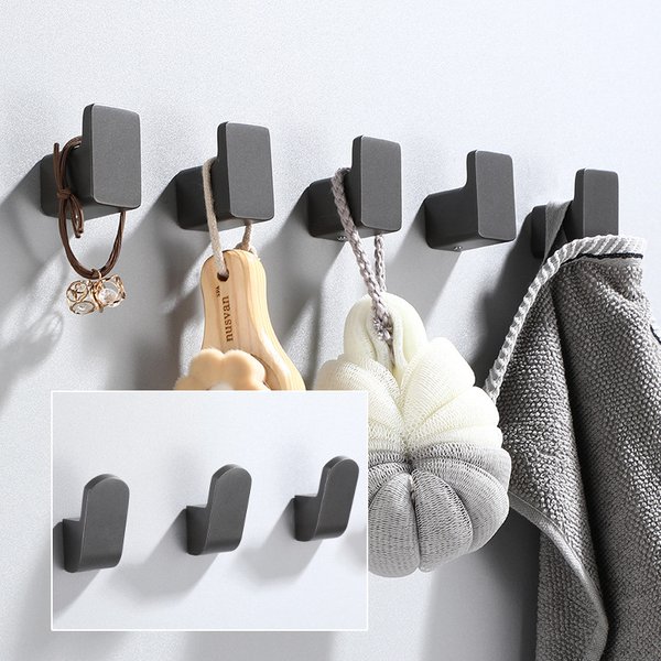 Black Robe Hooks Aluminum Bathroom Coat Towel Hook Door Clothes Key Bag Hanger Hook Bathroom Rustproof Decor Organizer Hook Rack