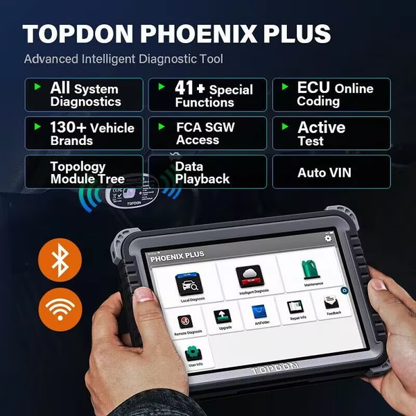 TOPDON Phoenix Plus 2 Auto-Diagnosegerät Professioneller Scanner für Fahrzeuge Auto-Scan ECU-Codierung OBD2-Codeleser ODO FCA Aktiver Test