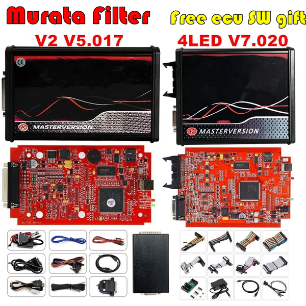 EU Red V2.80 KESS V5.017 KTAG V7.020 4 LED 2.25 Online KESS 5.017 K-TAG 7.020 OBD2 Diagnose-ECU-Programmierer mit Murata-Filter