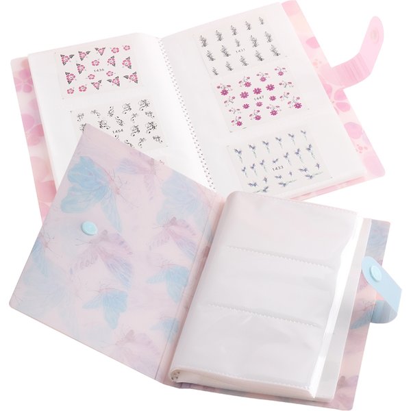120-Slots Frühlings-Schmetterlings-Aufbewahrungsalbum für kleine Aufkleber, sortierte Nagelkunst-Aufkleber, Buch, Blumen-Abdeckung, Halter, Organizer-Zubehör