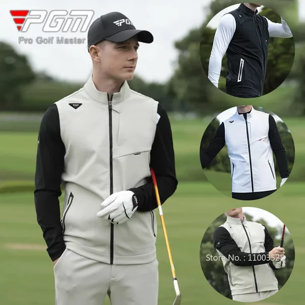 PGM-Vestes de golf imperméables pour hommes, gilets décontractés, col montant, coupe-vent, chaud, sport, fermeture éclair combinée