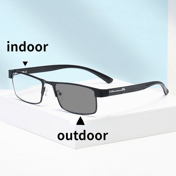 Lunettes photochromiques 2023 pour hommes et femmes, verres solaires Anti-lumière bleue, monture métallique HD, lunettes de lecture + 1.0 à + 4.0