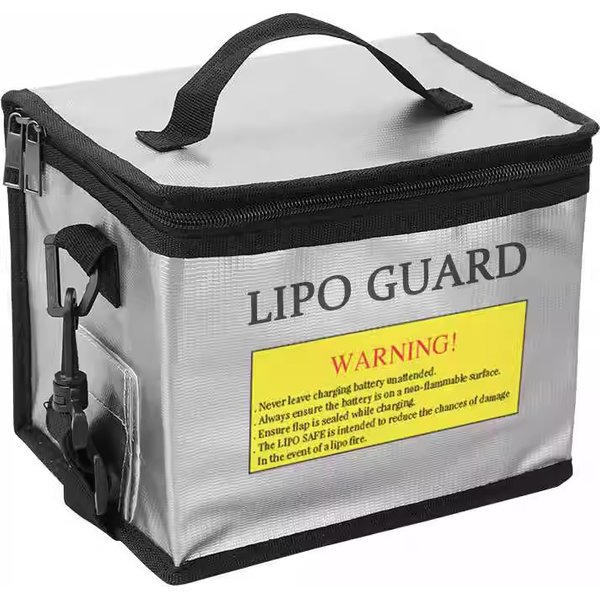 Sac de sécurité pour batterie Lipo, sac de rangement Portable antidéflagrant et ignifuge avec protection sûre, taille 215x145x165mm pour Batteries de Drone RC
