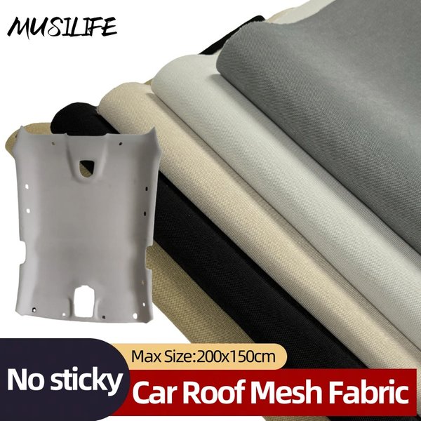 Tissu de toit de voiture 200 × 150CM avec doublure en éponge, tissu en maille Non adhésif pour matériel intérieur de voiture, décoration de revêtement de tête DIY
