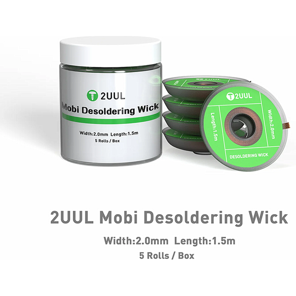 2UUL DW01 5Rolls/Box Mobi Desoldering Wick for Mobile Phone Motherboard Repair 2.0mm 1.5m PCB Welding Tin Ribbon