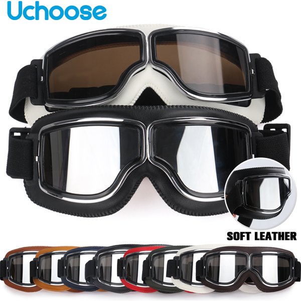 Windproof Motorcycle Helmet Glasses Leather Safety Protective Anti-glare Motocross Cross-country Steampunk Glass Various styles