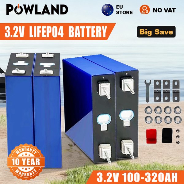 POWLAND 3.2V 100Ah 150Ah 300Ah Bateria LiFePO4 Litowo-żelazowo-fosforanowa Do modyfikacji akumulatorów samochodowych 4S 12V 24V 3C z zaciskami M6