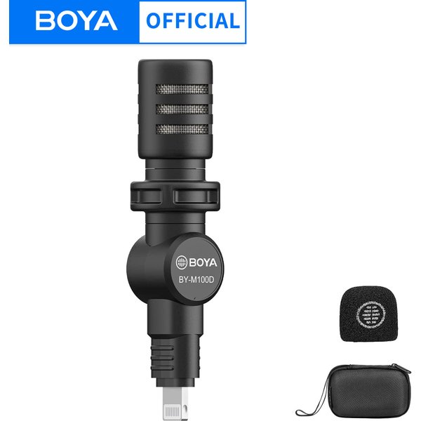 BOYA BY-M100D Plug & Play iPhone Mini Microphone for iPhone ipad iOS Smartphones Podcast Liver Stream Tiktok YouTube Video Vlog