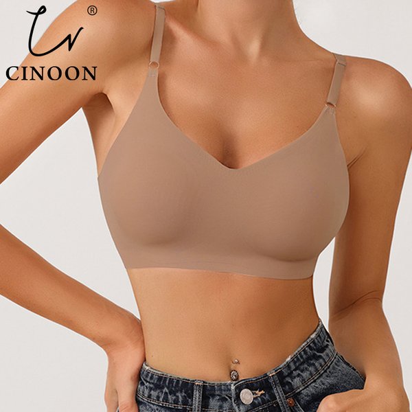 CINOON soutiens-gorge sans couture pour femme sous-vêtements Push Up sommeil amovible rembourré Bralette une pièce brassière sans fil confort intime