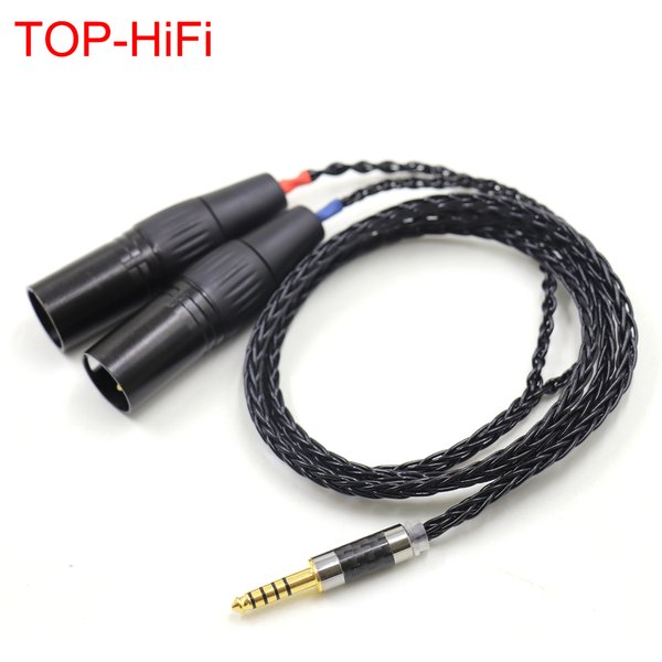 Câble adaptateur audio mâle, noir, haute qualité, 8 cœurs plaqués argent, 4.4mm, 2x 3 broches XLR