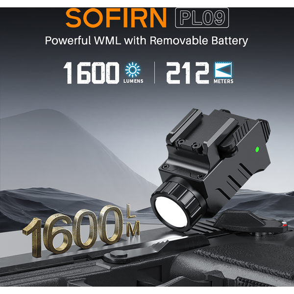 Latarka taktyczna SOFIRN PL09, dioda LED SST40, 1600lm, ładowalna, lekka, o wysokiej jasności, z trybem stroboskopowym.