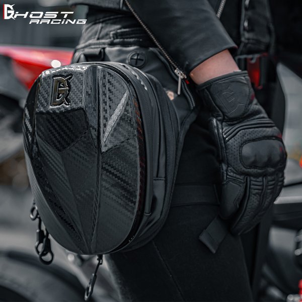 Sac de jambe étanche moto goutte jambe sac latéral hommes dame en Fiber de carbone coque rigide en plein air sac de taille décontracté moto hanche Bum Pack