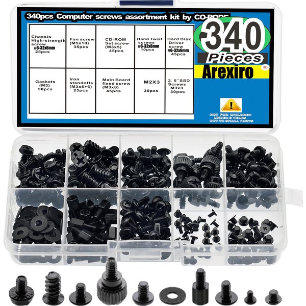 Entretoises de carte mère 340 pièces, vis d'ordinateur, Kit d'assortiment de vis de disque dur pour disque dur, SSD, boîtier, carte mère