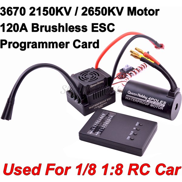 Moteur Brushless 3670 2150KV 2650KV + ESC 120A S-120A avec BEC 5.8V + 3A + Carte de programmation – Kit Combo pour Modèle de Voiture et Camion RC 1/8