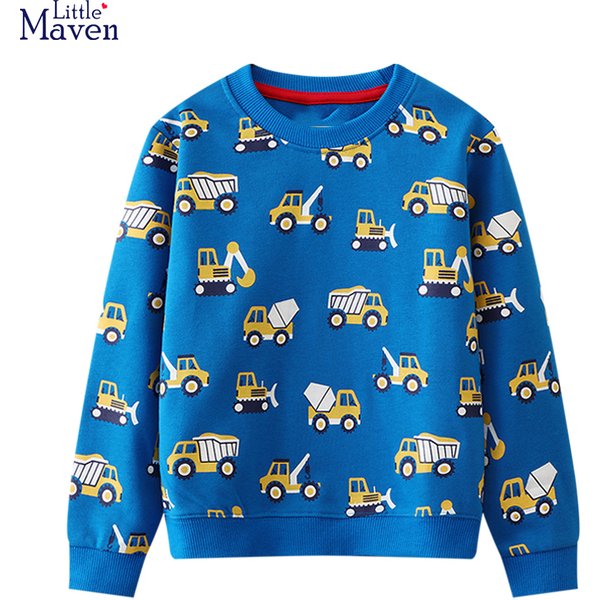 Little Maven New Boys Sweatshirt Kids Hoodies for Children Clothes Cartoon Excavator Cotton Spring and Autumn Tops