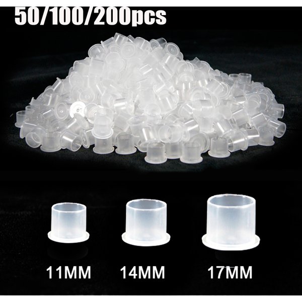 100 stücke Kunststoff Einweg Tattoo Ink Cups Mit Basis Pigment Klar Halter Container Kappe Tattoo Zubehör Permanent Make-Up