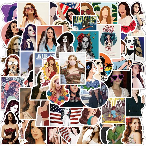 50PCS American Female Singer Lana Del Rey Sticker for Luggage Laptop IPad Skateboard Journal Waterproof Stickers
