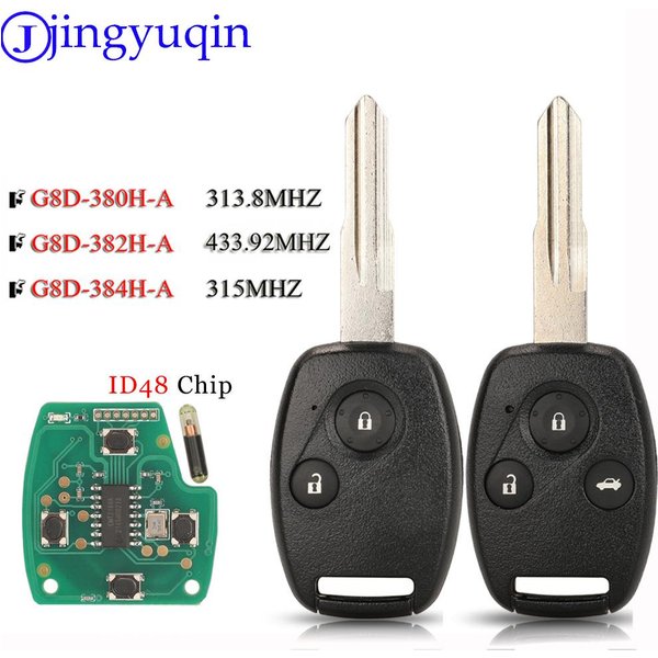 Jingyuqin Car Remote Key 313.8/315/434MHZ ID48 For Honda Accord CRV HRV Fit City Jazz Odyssey Shuttle Civic HON58R Blade
