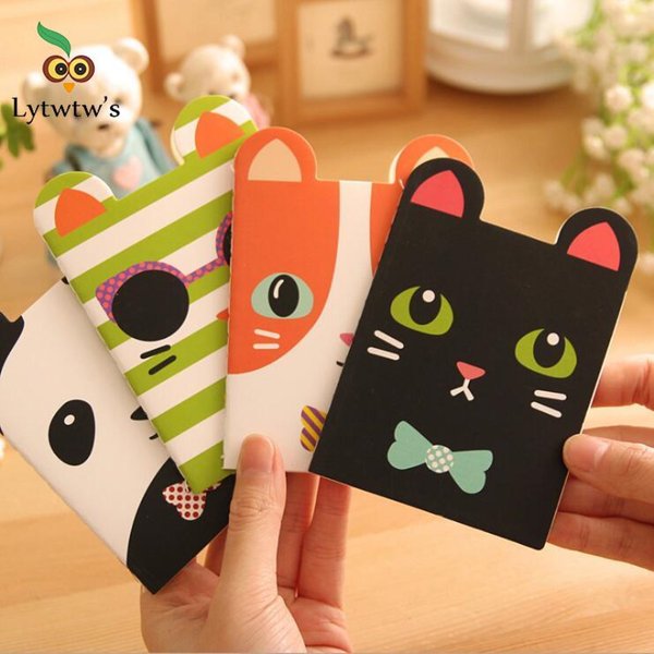 Lytwtw's-Mini journal Kawaii mignon, bloc-notes en papier doublé, cahier pour enfants, fournitures scolaires et de bureau, cadeau, 4 pièces