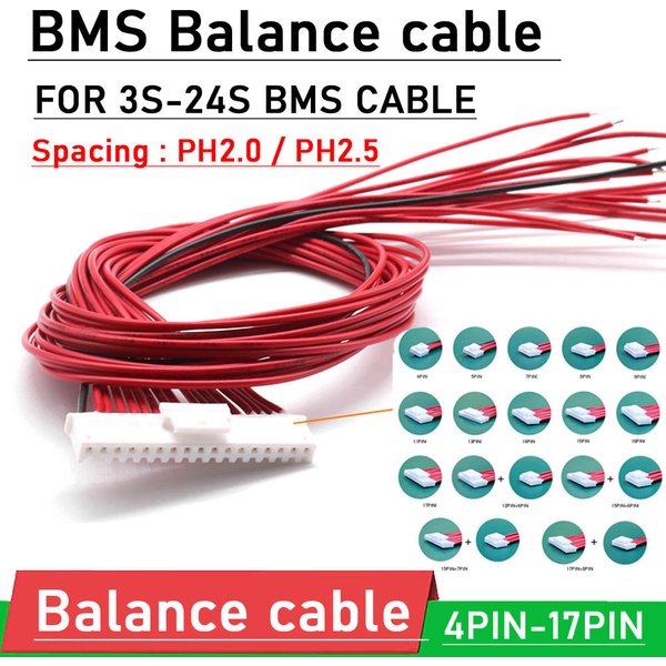 Câble d'équilibrage 4PIN-18PIN pour carte de protection de batterie au lithium, fil d'équilibrage 4S 6S 7S 8S 10S 13S 14S 16S BMS 5P 8P 9P 11P 14P 15 PIN