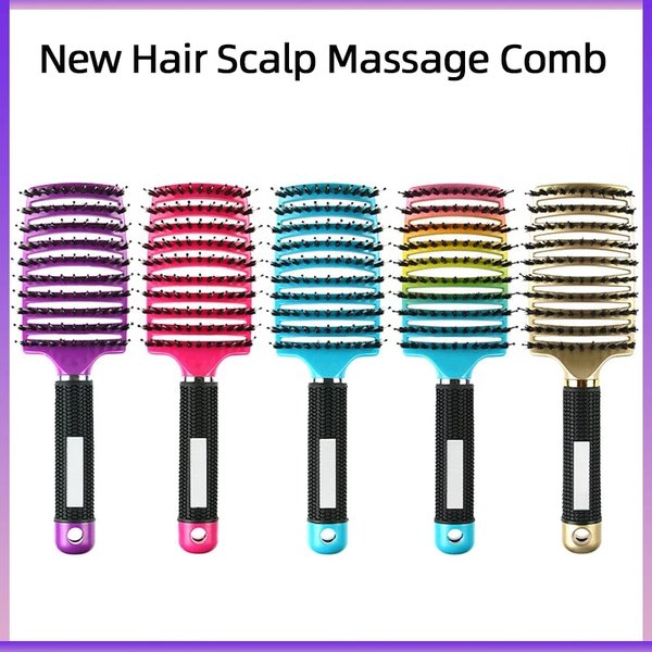Peigne de Massage du cuir chevelu, brosse à cheveux en Nylon, humide et bouclée, démêlante, antistatique, pour Salon de coiffure, outils de coiffure