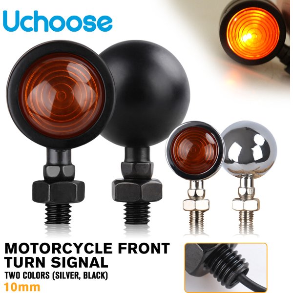 Universal 12V Retro Metal Blinkers Single Wire Clignotant Motorbike Turn Signal Lights for Cruiser Bobber Sportster Cafe Racer