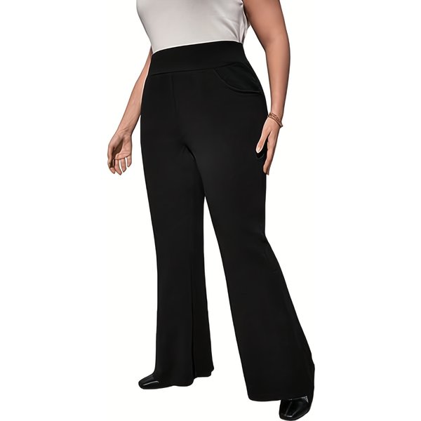 Summer fashion new women's plus-size business formal fashion with solid color wide-leg pants nine-quarter pants