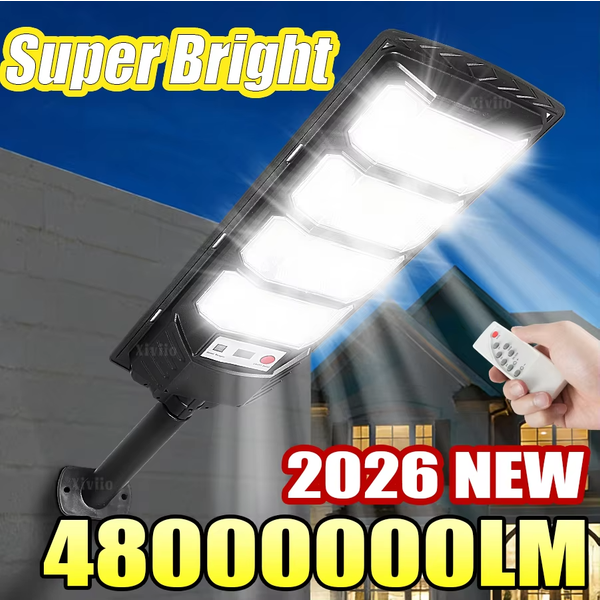 Lampe solaire LED ultra-lumineuse 48000000LM 10000W Puissante Lampe solaire à détecteur de mouvement pour extérieur Étanche Lampe de jardin de rue