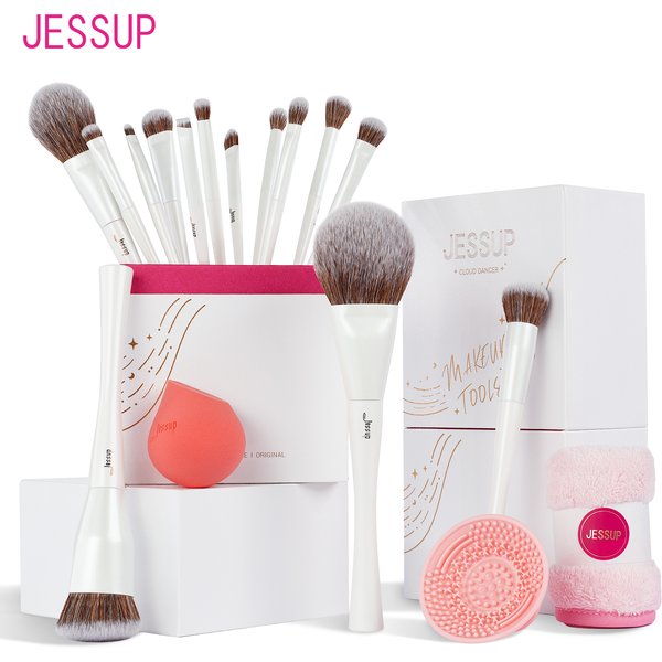 Jessup Makeup Brushes 4-14pcs Make up Brush set Highend Makeup Gift Set For Women with Sponge Makeup,Brush Cleaner,Towel T333