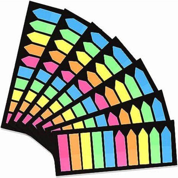 1400 PCS Fluorescent Translucent Sticky Note Flags, Arrow Flag Colored Sticky Notes, Arrow Index Tabs, Page Flag Markers