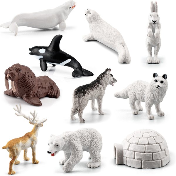 Ensemble de figurines d'animaux, 10 pièces, modèle océan arctique, ours polaire, décoration de la maison