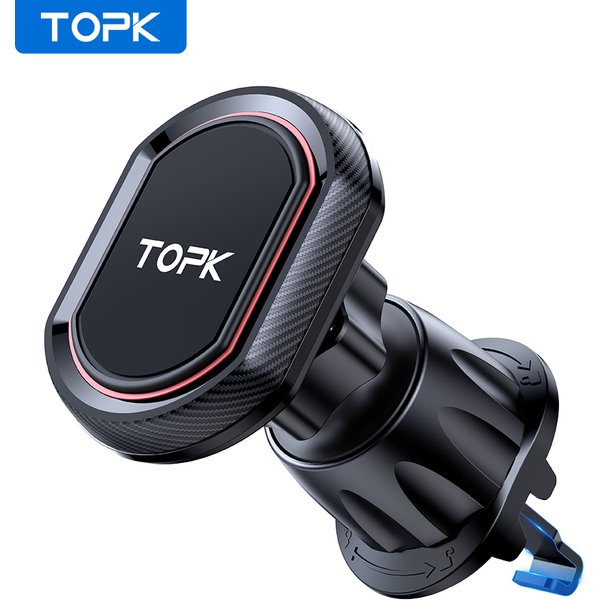 TOPK Magnetic Phone Car Mount Phone Holder for Cars Air Vent Upgrade Hook Clip Car Phone Holder with Strongest Magnet for Phones