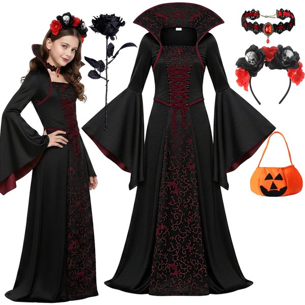 2026 Mädchen Geisterbraut Gothic Halloween Cosplay Verkleidung Kinderkostüm Karneval Partykleidung Partygeschenke