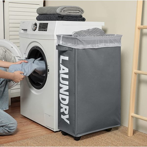 Home Slim Wäschekorb, Aufbewahrungsorganisator mit Griff, rollender, zusammenklappbarer Wäschekorb für schmutzige Kleidung, Cestas De Almacenamiento