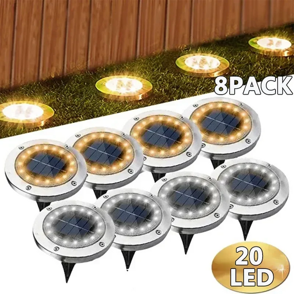 1/4/8Pcs Solar Lichter Outdoor 8/20LEDs Disk Unterirdischen Lampe Scheinwerfer Vergraben Solar Licht für haus Garten Rasen Hof Dekoration