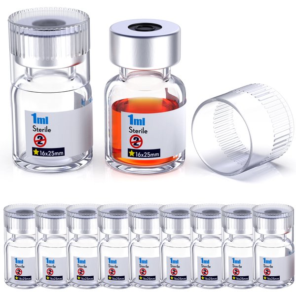 Sterile Empty Vials With Reuse Cap And 13 /20 mm Self Healing Injection Port,Buckle Glass Vials ,Sterile Package,Clear