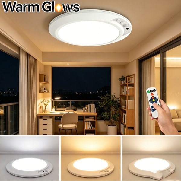 Lampe de plafond à détecteur de mouvement, rechargeable par USB Type-C, magnétique, sans fil, avec télécommande, veilleuse LED pour cuisine et vestiaire
